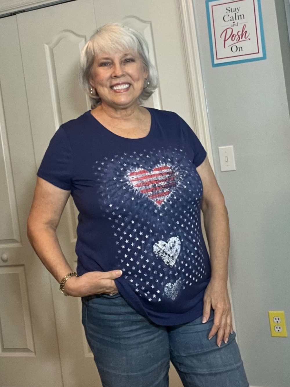 Mic & Jax Patriotic Heart Graphic Tee – Size Large 🇺🇸